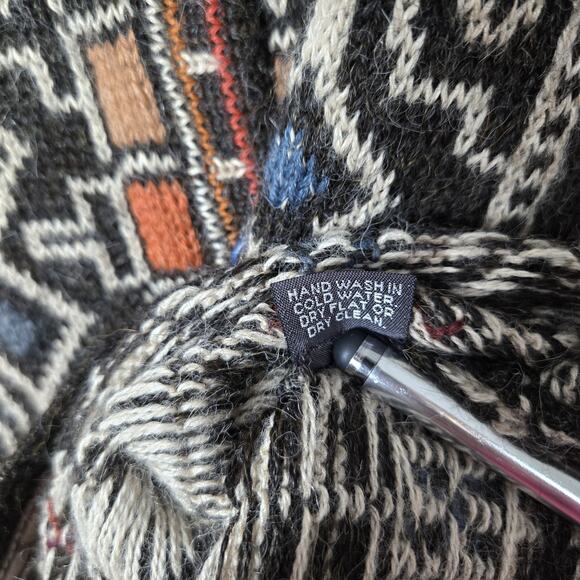 Intiwara 100% Alpaca Cardigan S Multicolor Geo Print Button Front Hand Made - Picture 9 of 13